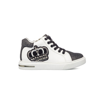 Sneakers alte bianche con dettagli glitterati 10 Baci, Scarpe Bambini, SKU k232000231, Immagine 0